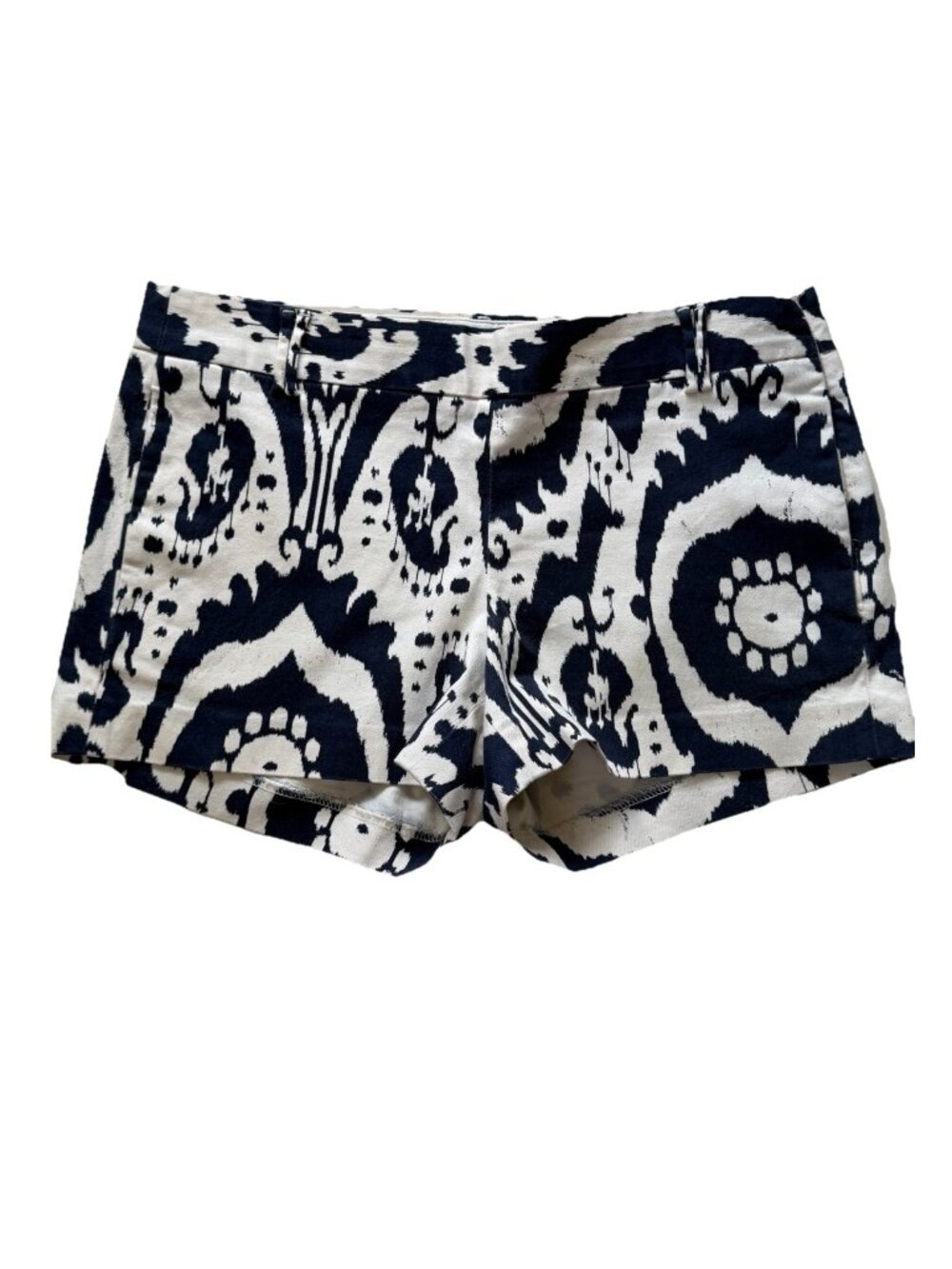 J. Crew Navy & White Ikat Patterned Shorts - Sz 0